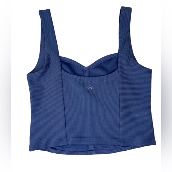 Blue Ribbed Crop Top - Picture 2 of 5